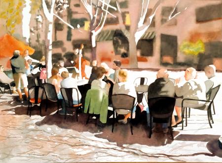 Marilyn Miller, Coffee Alfresco, Guerilla Painters and Judsons Art Outfitters Award CWA 49th National Exhibition