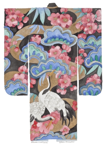 Blossoms and Cranes Kimono