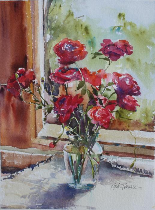 Kirsten Theurer, Red Flowers in the Window