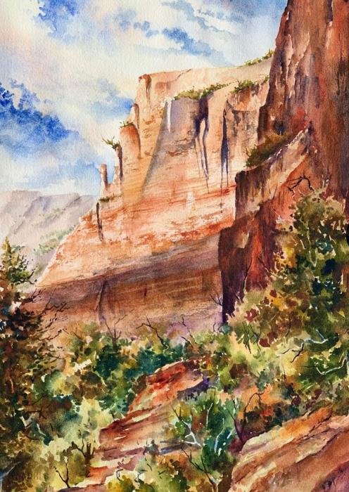 Meghana Mitragotri, Zion Cliffs on a Late Afternoon